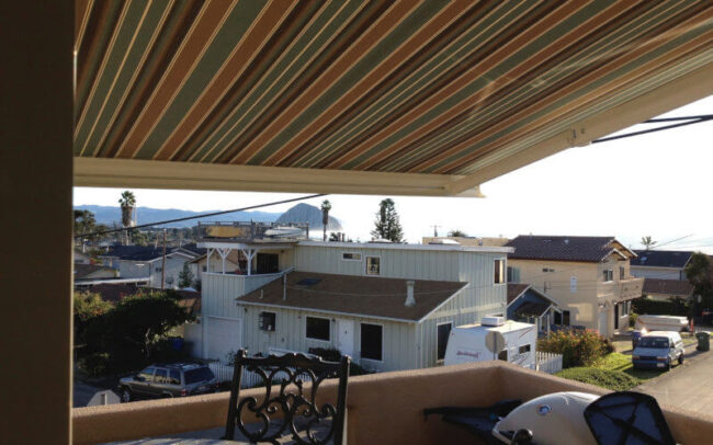 Residential Retractable Awning Striped Open