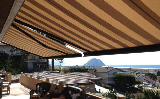 Residential Retractable Awning Striped Open