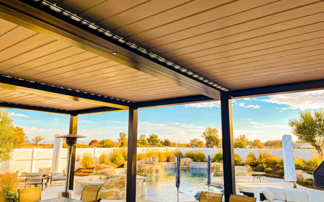 Tan Flat Panel Patio Cover